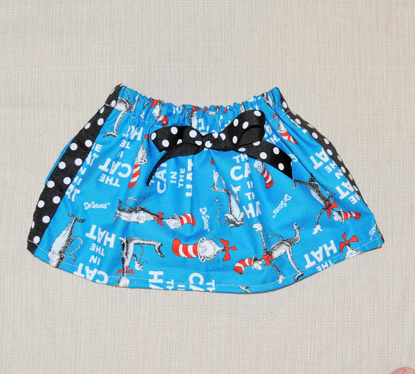 girl Dr. Seuss skirt with polka dot accents. Birthday Outfit, Cat in the Hat Outfit, Dr Seuss  Cake smash 1st 2nd 3rd birthday