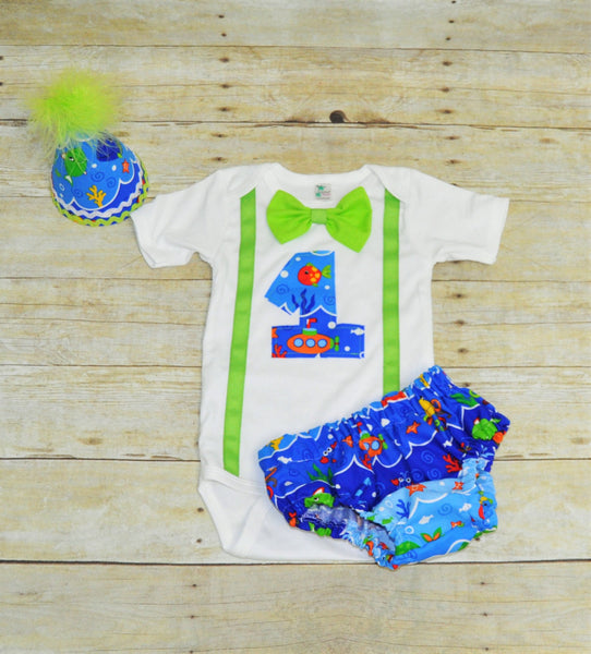 ocean animals first birthday outfit, nautical cake smash, 1st 3nd 3rd birthday cake smash outfit, ocean bunting, ocean banner, tie,party hat