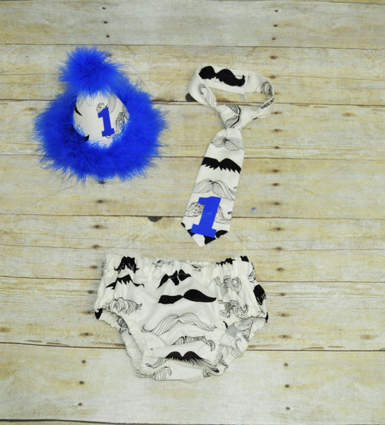 Mustache cake smash outfit with party hat,Royal blue mustache First Birthday Outfit, 1st birthday outfit, First Birthday Cake Smash