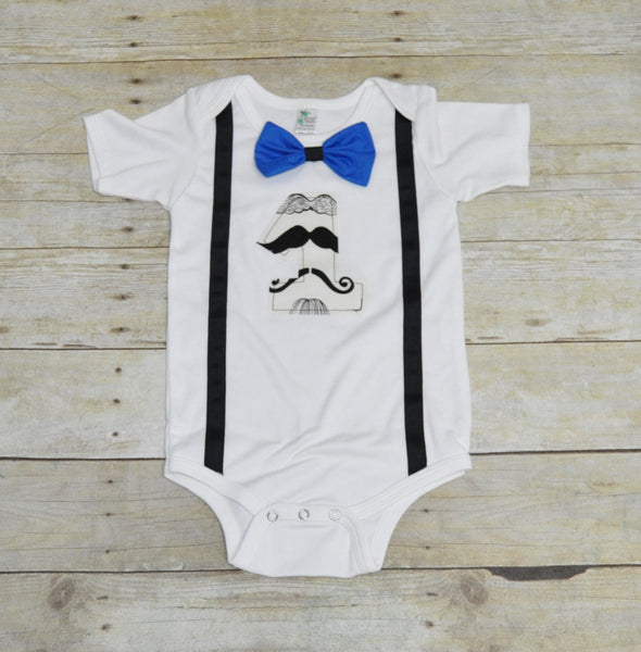 Mustache cake smash outfit with party hat,Royal blue mustache First Birthday Outfit, 1st birthday outfit, First Birthday Cake Smash