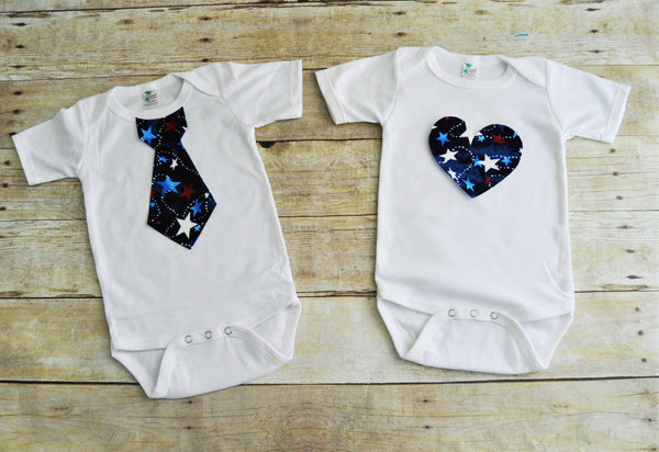 sibling fourth of july shirts, twins fouth of july bodysuits, tshirt, tie and suspenders bodysuit, heart bodysuit, shooting stars