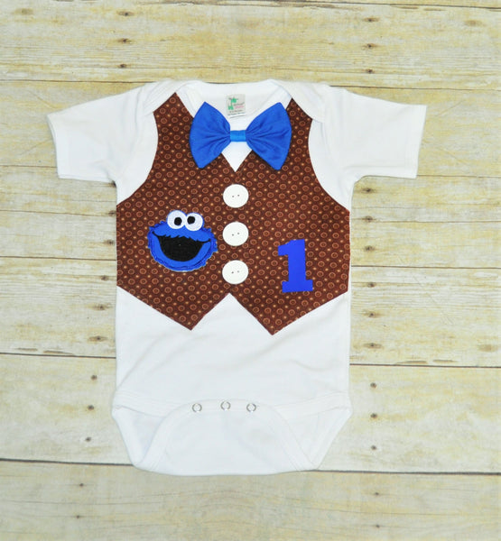 cookie monster birthday vest, cookie monster birthday bodysuit, cookie shirt, 1st 2nd 3rd 4th 5th  Birthday, cookie monster cake smash