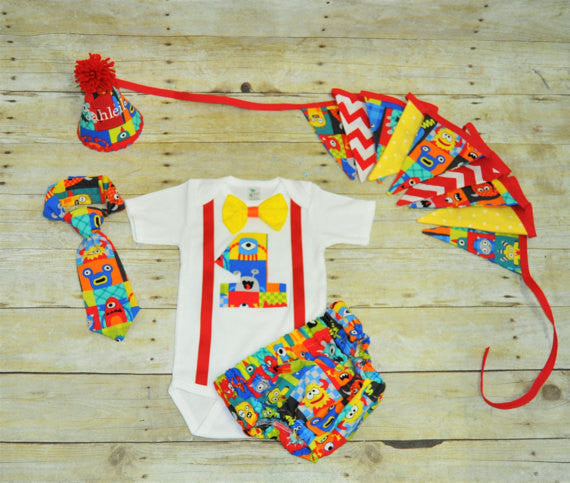 Monster cake smash outfit with party hat, Monster birthday, 1st 2nd 3rd  birthday, Monsters Shirt, Monster smash cake, 1st birthday outfit