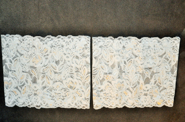 white lace boot cuffs, boot toppers. 5" to 6" wide super stylish made with gorgeous stretch lace. Lace boot topper. white lace boot toppers