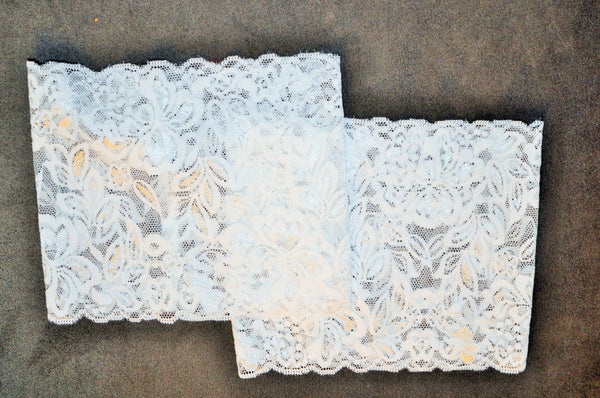 white lace boot cuffs, boot toppers. 5" to 6" wide super stylish made with gorgeous stretch lace. Lace boot topper. white lace boot toppers