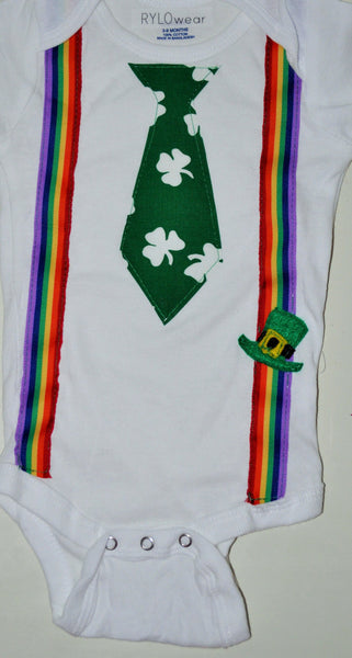 FLASH SALE St. Patrick's Day tie and suspenders bodysuit, st patricks day tie and suspenders , boy st patricks day shirt, first st patricks