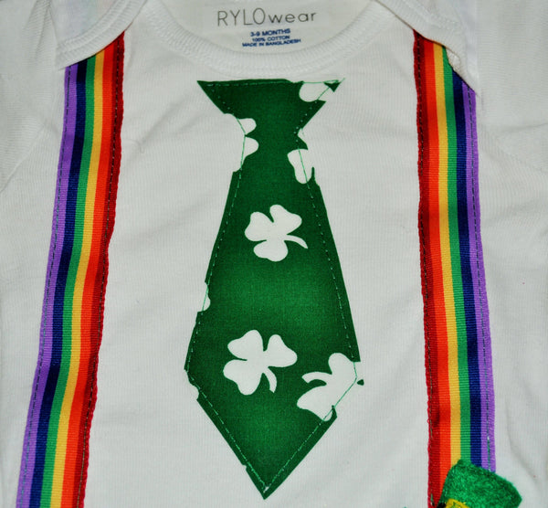 FLASH SALE St. Patrick's Day tie and suspenders bodysuit, st patricks day tie and suspenders , boy st patricks day shirt, first st patricks