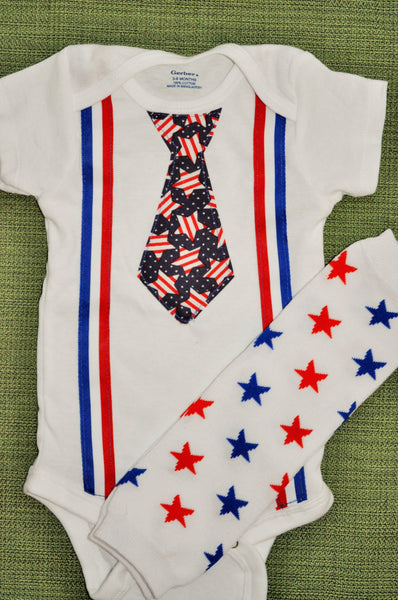 4th of july tie and suspenders,Patriotic bodysuit and baby leg warmers, red,white and blue suspenders.4th of July bodysuit, american