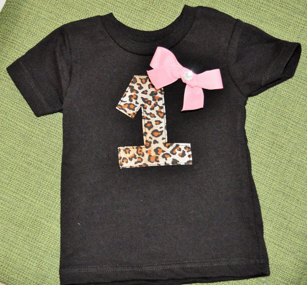 Rylo Leopard / Cheetah birthday shirt / bodysuit with big pink bow. Girl bodysuit romper, Jumper.