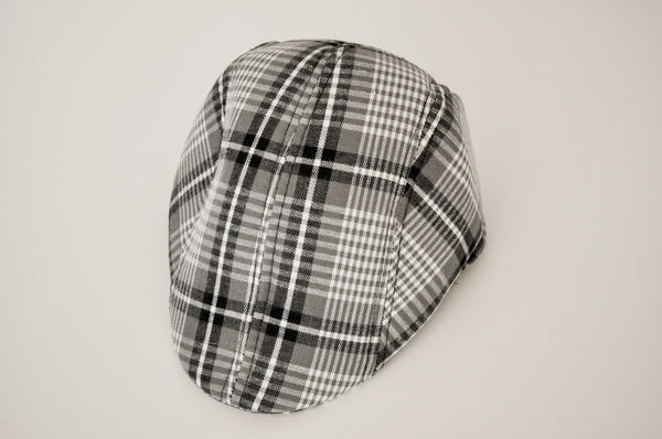 Rylo brown and cream hounds-tooth or Grey and black checkered newspaper boy ages 1-6. golf hat. stylish hat childs hat