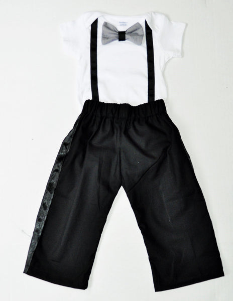 Baby Toddler Tuxedo Pants with your choice of color bowtie or tie. Toddler Wedding, Ring Bearer, Birthday, Special Occasion, Tuxedo