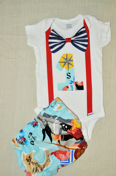 Pirate cake smash Shirt with matching diaper cover, Pirate Birthday bodysuit, first birthday cake smash, second birthday, boys cake smash