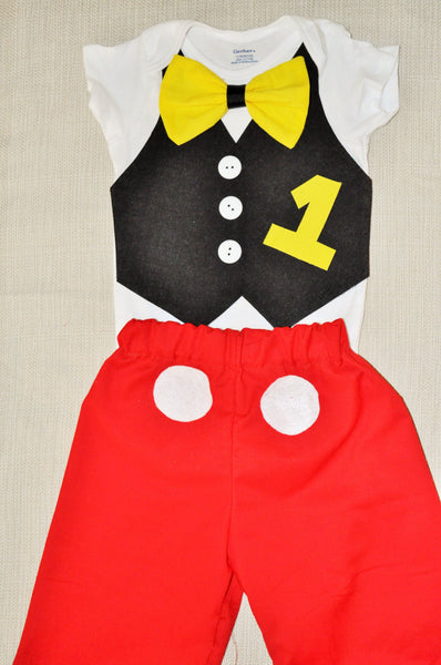 baby Boy/Toddler Mickey Mouse Birthday Outfit, Mickey Mouse Vest, Mickey shorts, Mickey Mouse costume, Mickey  Cake Smash. Mickey Photo Prop