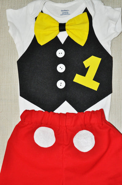 baby Boy/Toddler Mickey Mouse Birthday Outfit, Mickey Mouse Vest, Mickey shorts, Mickey Mouse costume, Mickey  Cake Smash. Mickey Photo Prop