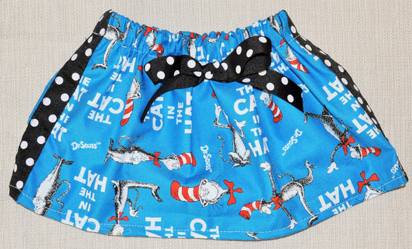 girl Dr. Seuss skirt with polka dot accents. Birthday Outfit, Cat in the Hat Outfit, Dr Seuss  Cake smash 1st 2nd 3rd birthday