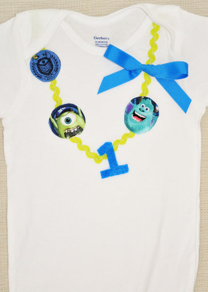 Rylo monsters inc bodysuit monsters inc necklace with monsters inc character and words, Monsters university birthday, Girl bodysuit