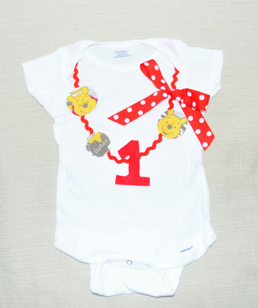 Winnie the Pooh necklace with Pooh Bear and Birthday Number. Winnie the Pooh birthday. Girl bodysuit. Pooh Bear Outfit