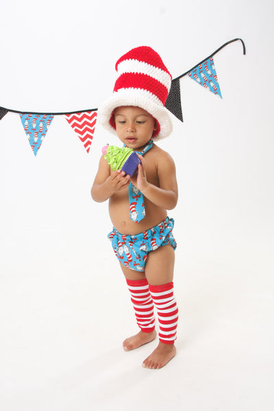 Dr Seuss cake smash outfit with party hat, Dr Seuss cake smash boys birthday, boys birthday outfit, Cat in the Hat, Dr Seuss Hat, Baby Legs