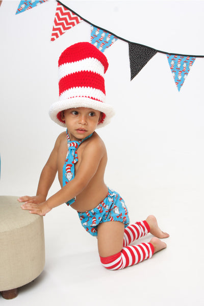 Dr Seuss cake smash outfit with party hat, Dr Seuss cake smash boys birthday, boys birthday outfit, Cat in the Hat, Dr Seuss Hat, Baby Legs