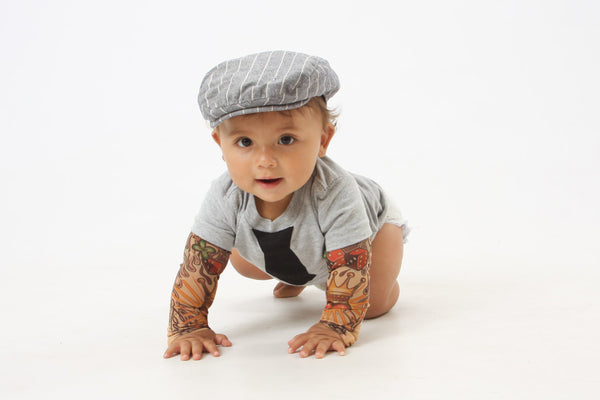 Tattoo sleeve shirt baby, rocker inspired Tattoo sleeve bodysuit or T-shirt with black tie. tattoo shirt, stylish rocker baby, cake smash