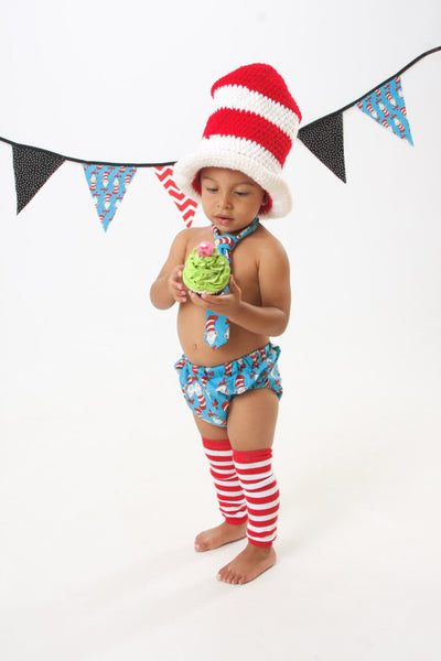 Dr Seuss cake smash outfit with party hat, Dr Seuss cake smash boys birthday, boys birthday outfit, Cat in the Hat, Dr Seuss Hat, Baby Legs