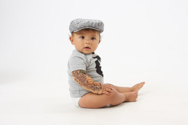 Tattoo sleeve shirt baby, rocker inspired Tattoo sleeve bodysuit or T-shirt with black tie. tattoo shirt, stylish rocker baby, cake smash