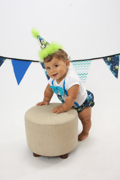 Monsters Inc cake smash outfit with party hat, Monsters University birthday shirt, 1st 2nd 3rd  birthday, shorts or diaper cover