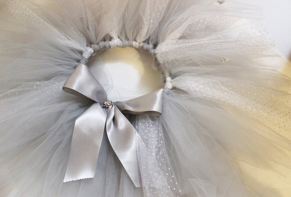 flower Girl tutu Outfit. personalized flower girl set,  Ribbon Flowers