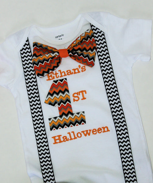 Halloween Outfit, Halloween shirt, hat, pants, Halloween pants, personalized shirt, custom Halloween outfit, halloween chevron bowtie