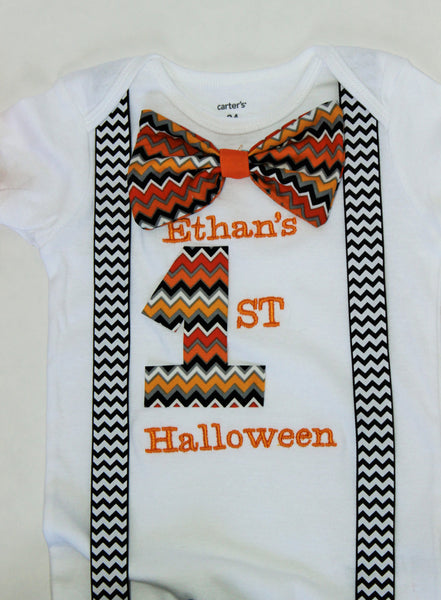 Halloween Outfit, Halloween shirt, hat, pants, Halloween pants, personalized shirt, custom Halloween outfit, halloween chevron bowtie