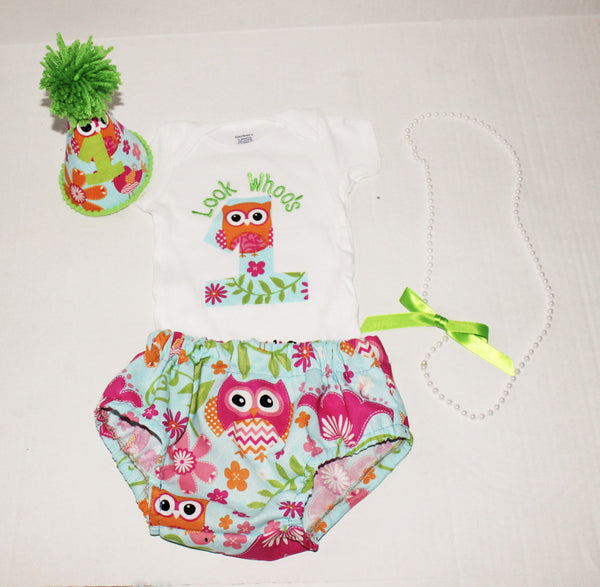 baby Girl/Toddler cake smash, look whoos one cake smash, owl cake smash, necklace, look whoos one bodysuit/shirt, 1st 2nd 3rd birthday