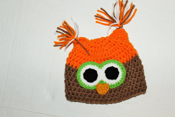 Baby/Toddler owl hat, owl  beanie, owl photo prop, newborn photo prop, unisex owl beanie/hat