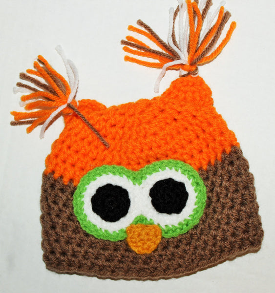 Baby/Toddler owl hat, owl  beanie, owl photo prop, newborn photo prop, unisex owl beanie/hat