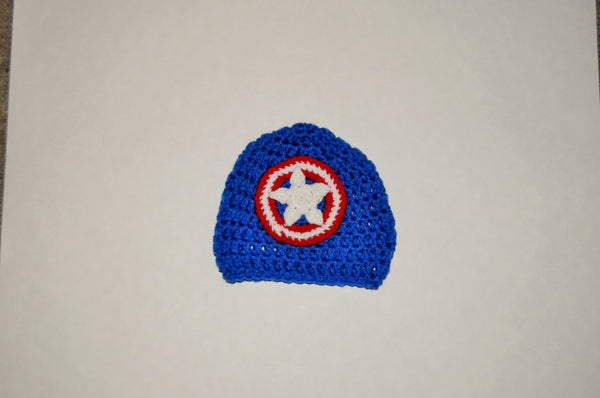 Baby/Toddler Captain America hat, Captain America beanie, Captain America photo prop, newborn photo prop, unisex Captain America beanie/hat