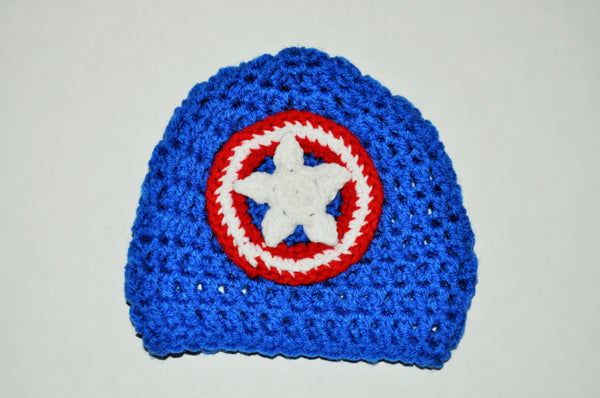 Baby/Toddler Captain America hat, Captain America beanie, Captain America photo prop, newborn photo prop, unisex Captain America beanie/hat