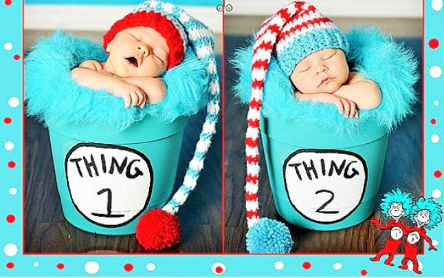 Thing 1 Thing 2 hats,Twins photo Prop Dr Seuss hats, Twins cake smash, twins birthday hats, Dr Seuss newborn photo prop, dr seuss photo prop