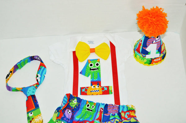 Monster cake smash outfit with party hat, Monster birthday, 1st 2nd 3rd  birthday, Monsters Shirt, Monster smash cake, 1st birthday outfit