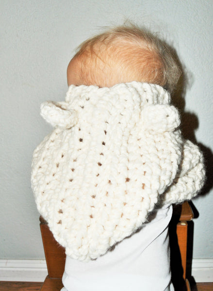 Baby/Todder Bear Cowl, Hooded Cowl, Bear Hat, Polar Bear hat, Hooded Cowl, Brown Bear Cowl, Black Bear Cowl, Baby scarf