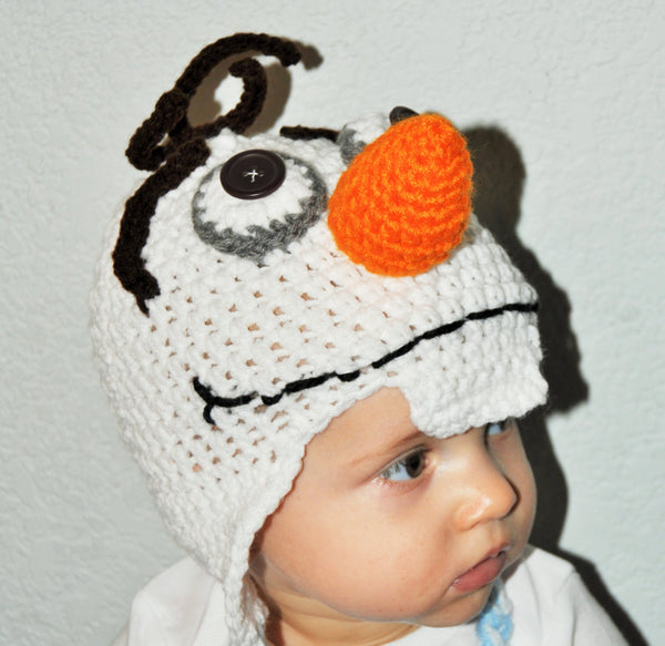 olaf hat, olaf crochet hat, snowman  hat, newborn photography prop, frozen hat, olaf beanie, frozen beanie