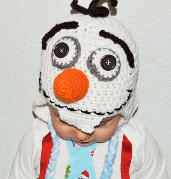 olaf hat, olaf crochet hat, snowman  hat, newborn photography prop, frozen hat, olaf beanie, frozen beanie