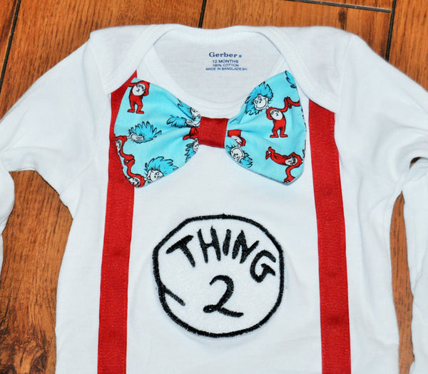 Thing 1 Thing 2 matching shirts with bowties Dr Seuss, Twins cake smash, twins birthday outfit,  twins Dr Seuss cake smash, first birthday