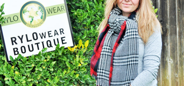 reversible blanket scarf, oversized scarf, red and black, plaid and houndstooth scarf, fashion scarf,  red tartan scarf, double sided scarf