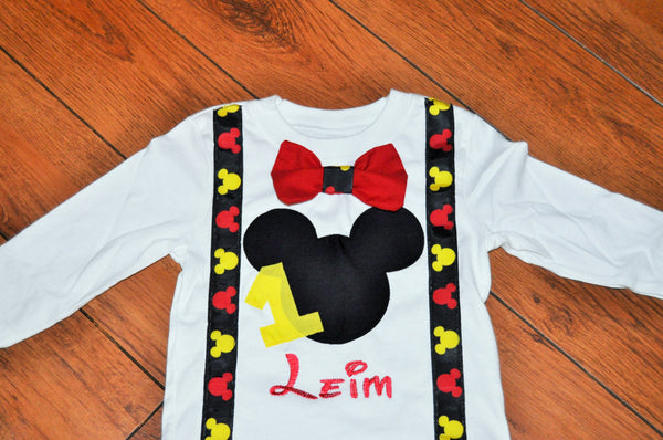 Personalized Mickey Mouse Birthday bodysuit, Mickey mouse birthday shirt, Mickey cake smash, Mickey Mouse Birthday outfit, 1st, 2nd, 3rd