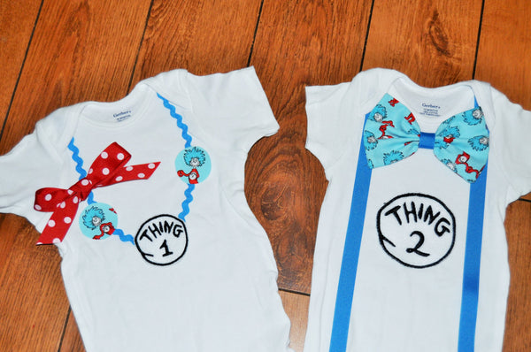 Thing 1 Thing 2 boy girl twins shirts Dr Seuss, Twins cake smash,boy/girl twins birthday outfit,  twins Dr Seuss cake smash, first birthday