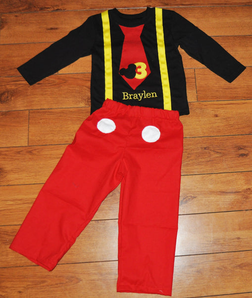 Personalized Mickey Mouse cake smash outfit , mickey pants Mickey birthday outfit, 1st 2nd 3rd  birthday, Boys outfit, Mickey costume