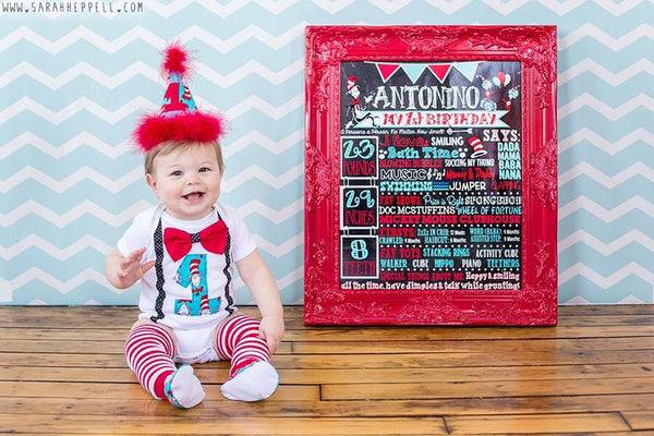 Boy Dr Seuss cake smash outfit with party hat and baby legs, Cat in the Hat birthday outfit, 1st 2nd 3rd birthday, Boys cake smash outfit