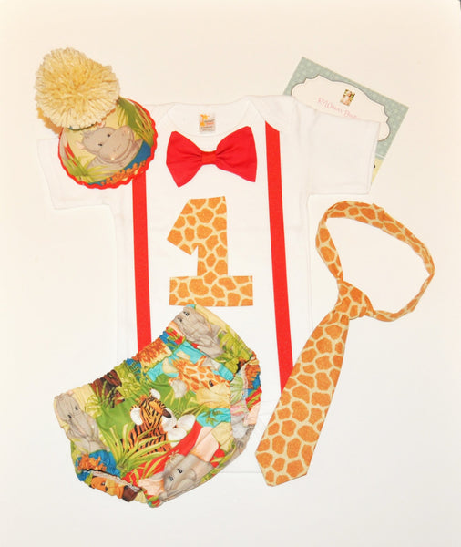 boys jungle cake smash outfit with party hat, boys jungle birthday outfit, 1st 2nd 3rd  birthday, Boys cake smash outfit