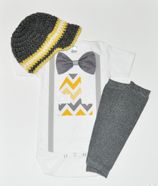 Baby Boy/Toddler chevron cake smash outfit, gray and yellow newspaper boy hat, yellow and gray birthday shirt, smash cake outfit, legwarmers