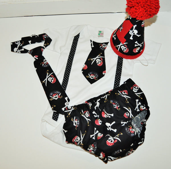 pirate cake smash outfit with party hat, skull and crossbones birthday outfit, 1st 2nd 3rd birthday, Boys cake smash outfit, Pirate Banner