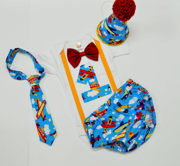 boy airplane cake smash outfit with party hat, plane birthday outfit, 1st 2nd 3rd birthday, Boys cake smash outfit, boy smash cake set